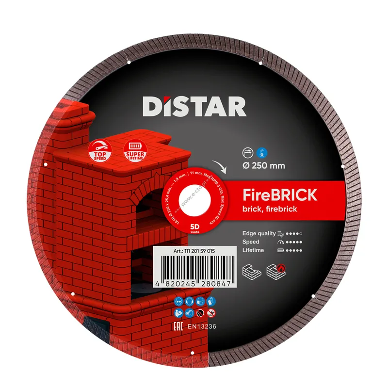 DISTAR 1A1R FireBRICK diamentowy dysk do cegieł paleniskowych ogniotrwałych 250mm