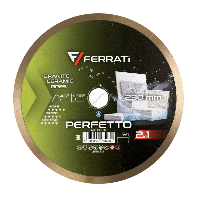 FERRATI F20117 1A1R PERFETTO 230mm bardzo precyzyjna tarcza do ceramiki gresu kamienia dektonu